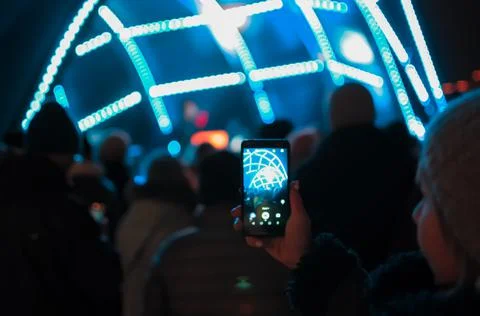 Blurred bokeh Light on a dark background. Stock Photos