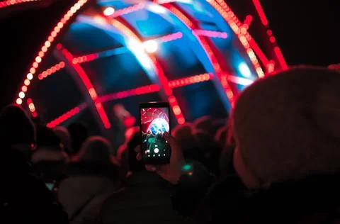Blurred bokeh Light on a dark background. Stock Photos