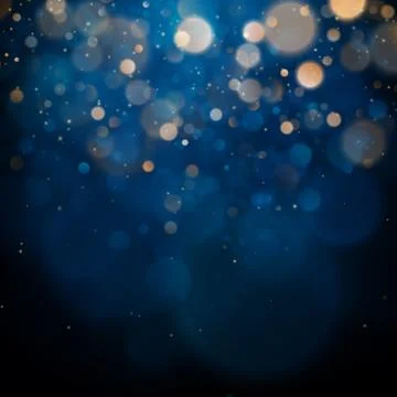 Blurred bokeh light on dark blue background. Christmas and New Year holidays Stock Illustration