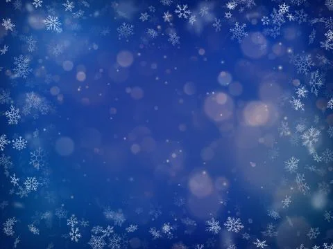 Blurred bokeh light on dark blue background. Christmas and New Year holidays Stock Illustration