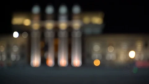 Blurred bokeh traffic on the road at night in the big city Stock Footage 106895482