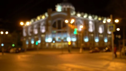 Blurred bokeh traffic on the road at night in the big city Stock Footage 106920558
