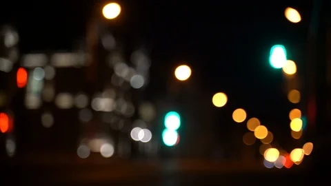 Blurred bokeh traffic on the road at night in the big city Stock Footage 106920758