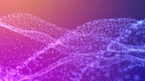 Blurred bokeh waves particles. violet-blue gradient on a dark background Illustrazione stock