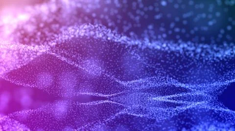 Blurred bokeh waves particles. violet-blue gradient on a dark background Stock Illustration
