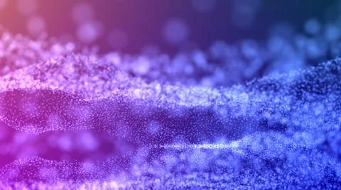 Blurred bokeh waves particles. violet-blue gradient on a dark background Stock Photos