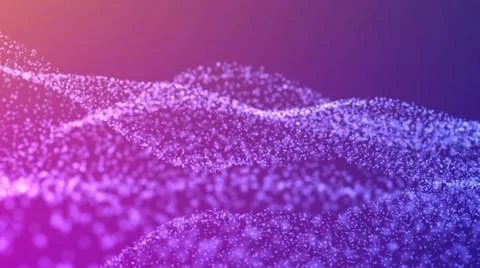 Blurred bokeh waves particles. violet-blue gradient on a dark background Stock Photos