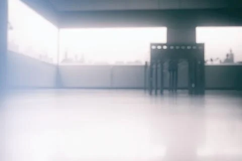 Blurred Bottom view of Bench inside the Museum Room. Stock Photos