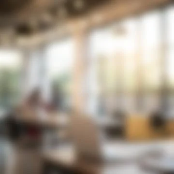 Blurred Bright Co-Working Space or Coffee Shop Interior Stock-Fotos