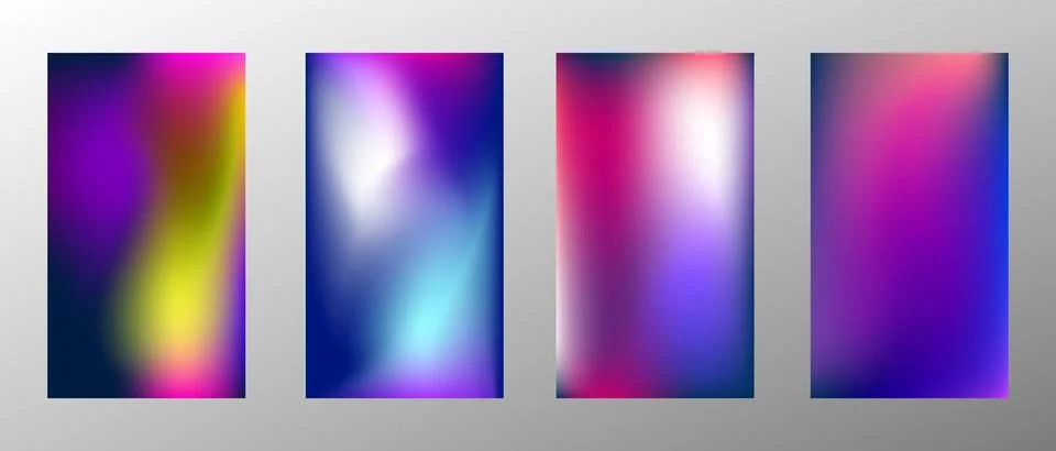 Blurred bright gradient background. Set of 4 backgrounds. Creative modern con Stockillustratie