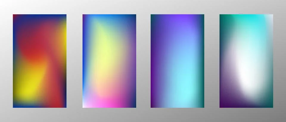Blurred bright gradient background. Set of 4 backgrounds. Creative modern con Иллюстрация