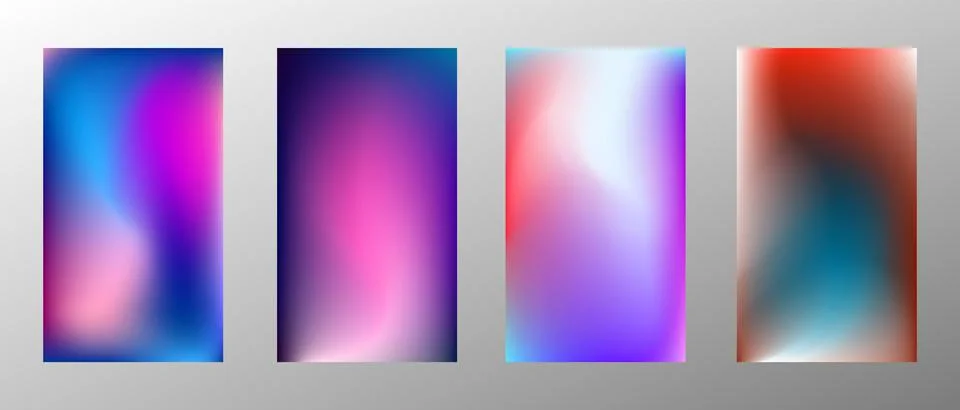 Blurred bright gradient background. Set of 4 backgrounds. Creative modern con Иллюстрация