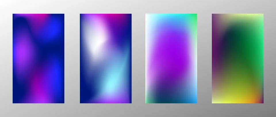 Blurred bright gradient background. Set of 4 backgrounds. Creative modern con Stock Illustration