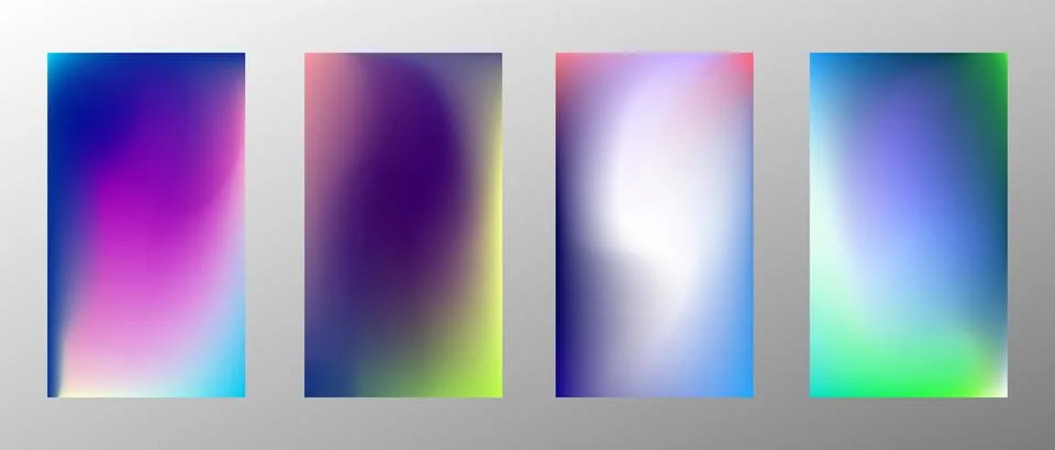 Blurred bright gradient background. Set of 4 backgrounds. Creative modern con Illustrazione stock