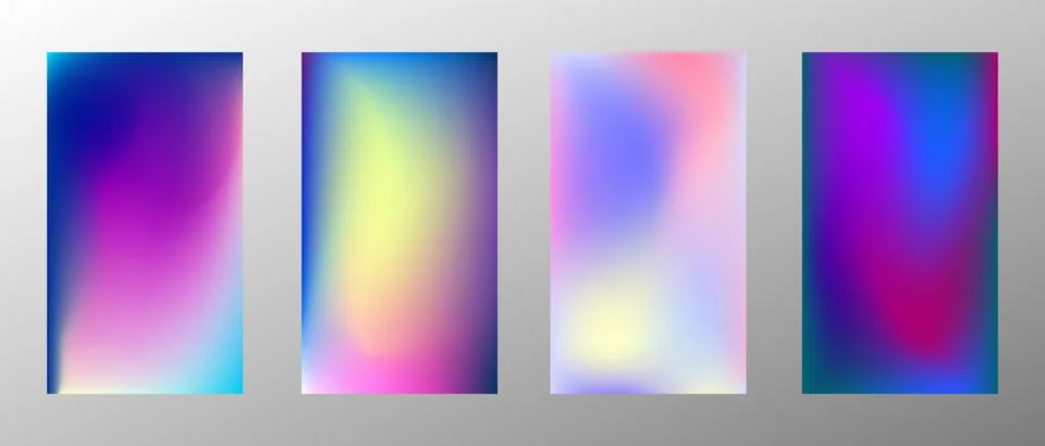 Blurred bright gradient background. Set of 4 backgrounds. Creative modern con Illustrazione stock