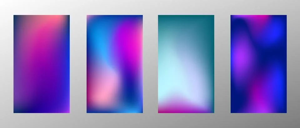 Blurred bright gradient background. Set of 4 backgrounds. Creative modern con Stock Illustration