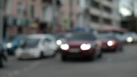 Blurred busy transport interchange of evening city. urban traffic. slow motion. Stock-Footage 278100007