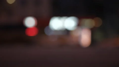 Blurred car lights. Out of focus traffic lights of cars on the sreet. Bokeh Stock Footage 166378129