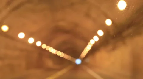Blurred car moving in the tunnel Stock Footage 52103732