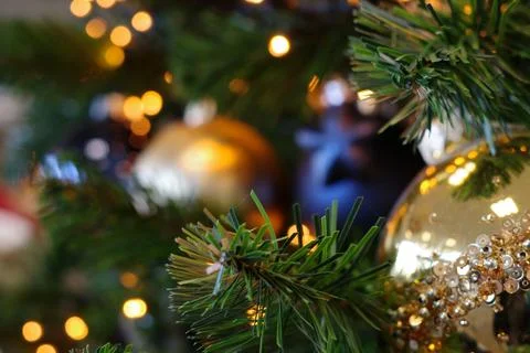 Blurred Christmas decorations Stock Photos
