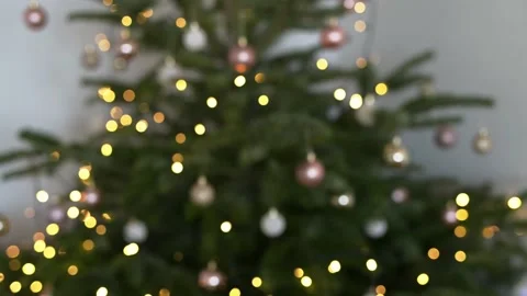 Blurred Christmas tree with lights, festive mood Stock Footage 229923588