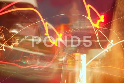 Blurred city lights motion blur colorful background Stock Photos