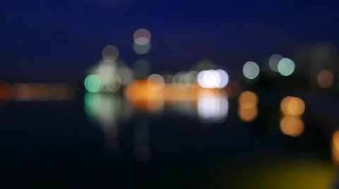 Blurred City Lights with reflection Stock Footage 57822322