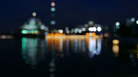 Blurred City Lights with reflection Stock Footage 57822366