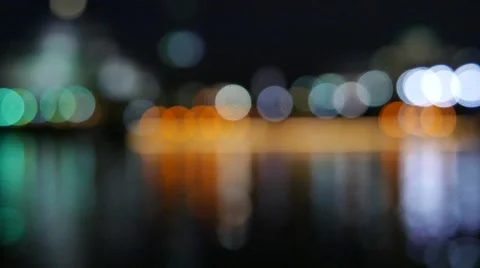 Blurred City Lights with reflection Stock Footage 57832513