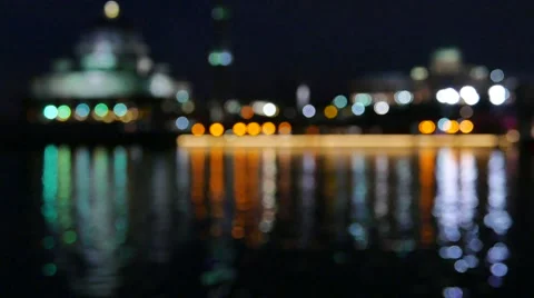 Blurred City Lights with reflection Stock Footage 57832606