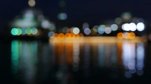 Blurred City Lights with reflection Stock Footage 57832630