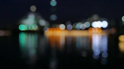 Blurred City Lights with reflection Stock Footage 57832756