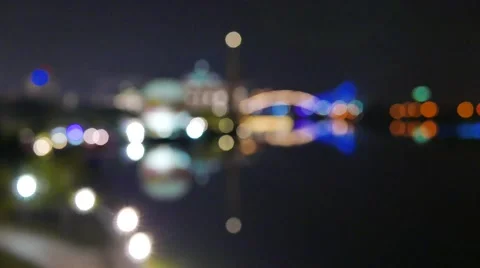 Blurred City Lights with reflection Stock Footage 57870021