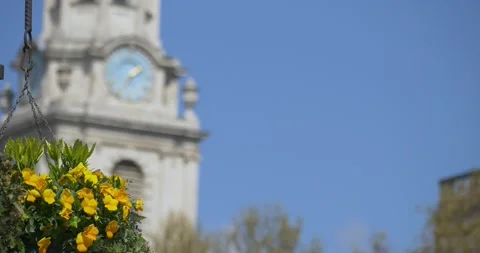 Blurred clock tower in London Stock Footage 301454532