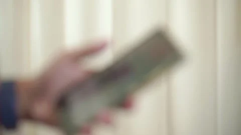 Blurred, Close-up man scrolling mobile phone screen. internet browsing Stock Footage 322144489