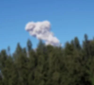 Blurred of Cloud Mount Semeru from the Forest Stock Photos