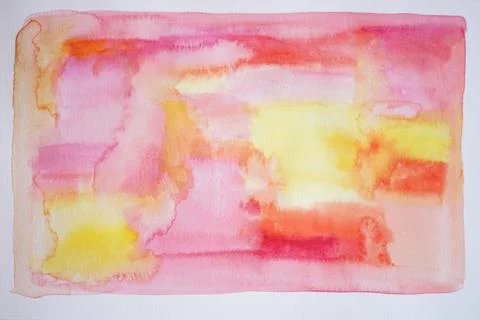 Blurred colored abstract background with pink and yellow watercolor paints Stock Illustration