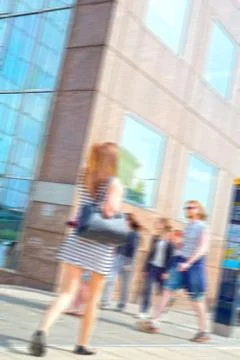 Blurred commuters walking to work Stock Photos