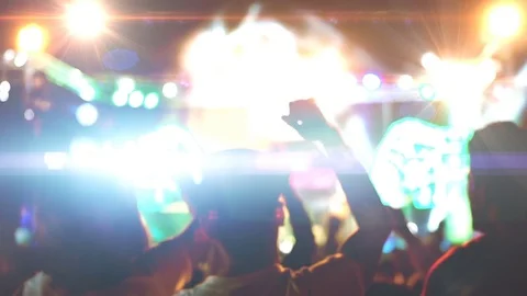 Blurred of concert crowd Stock Footage 83970893