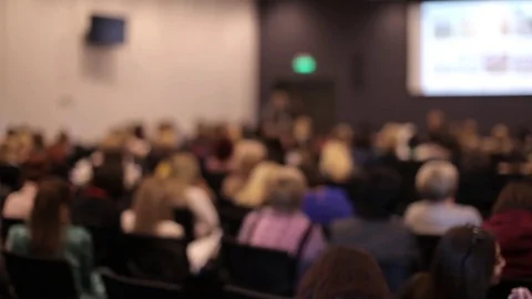 Blurred Conference Room With Crowd of People Stock Footage