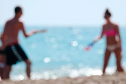 Blurred couple at beach. Stock Photos
