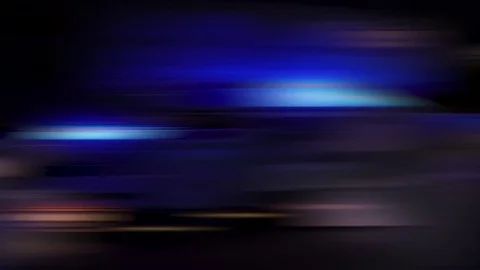 Blurred creative smooth horizontal blue lights from real fire engine truck Stock Footage