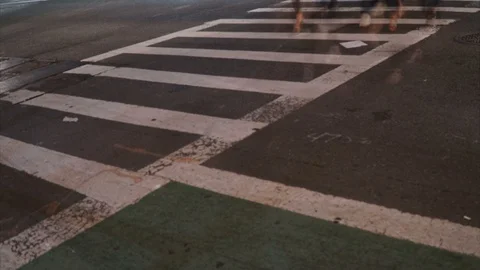 Blurred Crosswalk Crowd Timelapse Stock Footage 120132774