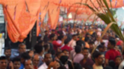 Blurred Crowd at Chhath Puja Mela Mahotsav  Hidden Faces Festival Background Stock Footage 330572553