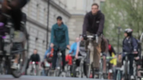 Blurred crowd of cyclist in the street Stock Footage 67677976