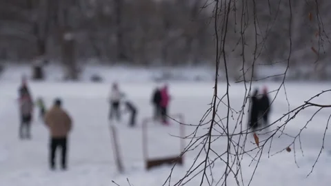 Blurred crowd of people skating on ice rink. Stock Footage 326774697