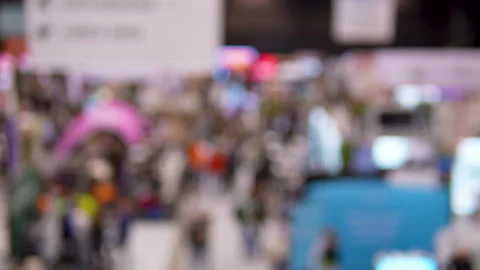 Blurred Crowd Of People At Tech Conference Startup Event Stock Footage 338010088