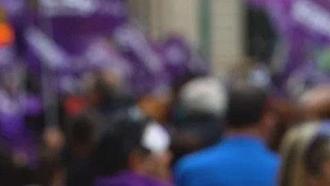 Blurred crowd of protester marching on the street. Manifestations concept. Stock Footage 127168044