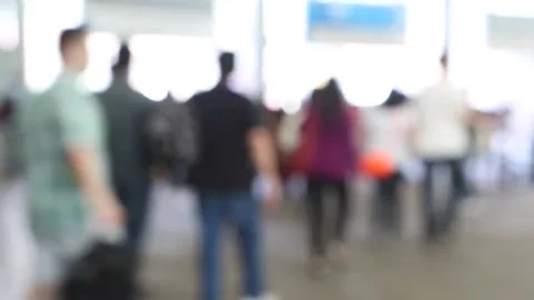 Blurred Crowd Walking in Busy Terminal Hall Stock Footage 327446291