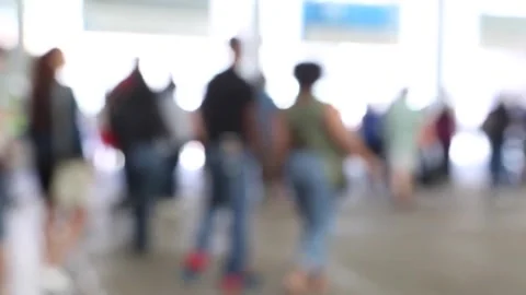 Blurred Crowd Walking in Busy Terminal Hall Stock Footage 327446296